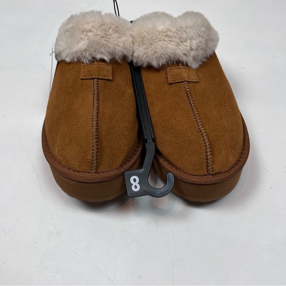 NWT Joyspun Women's Faux Suede Platform Clog Slippers Sz 8 - Picture 4 of 16